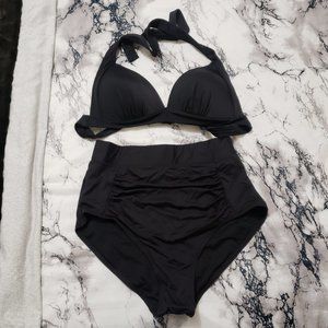 Black 2 Piece Raffle Swimsuit M